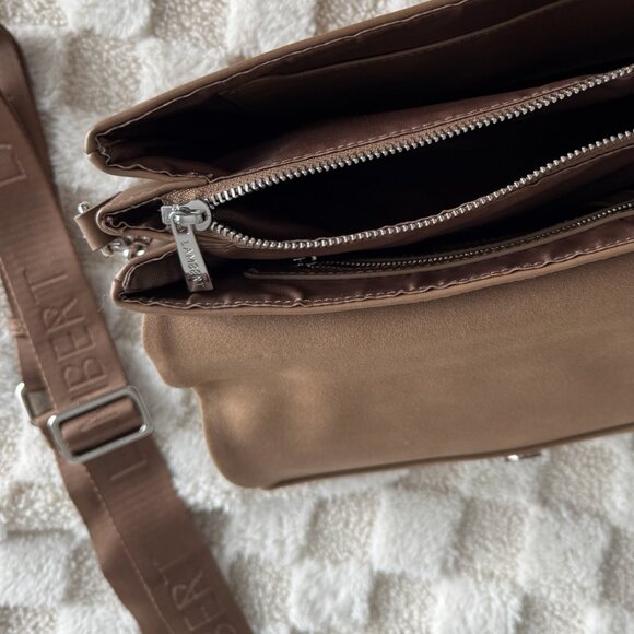 LAMBERT | The Victoria - 3-In-1 Metro Vegan Microsuede Handbag | Brown - Picture 10 of 14